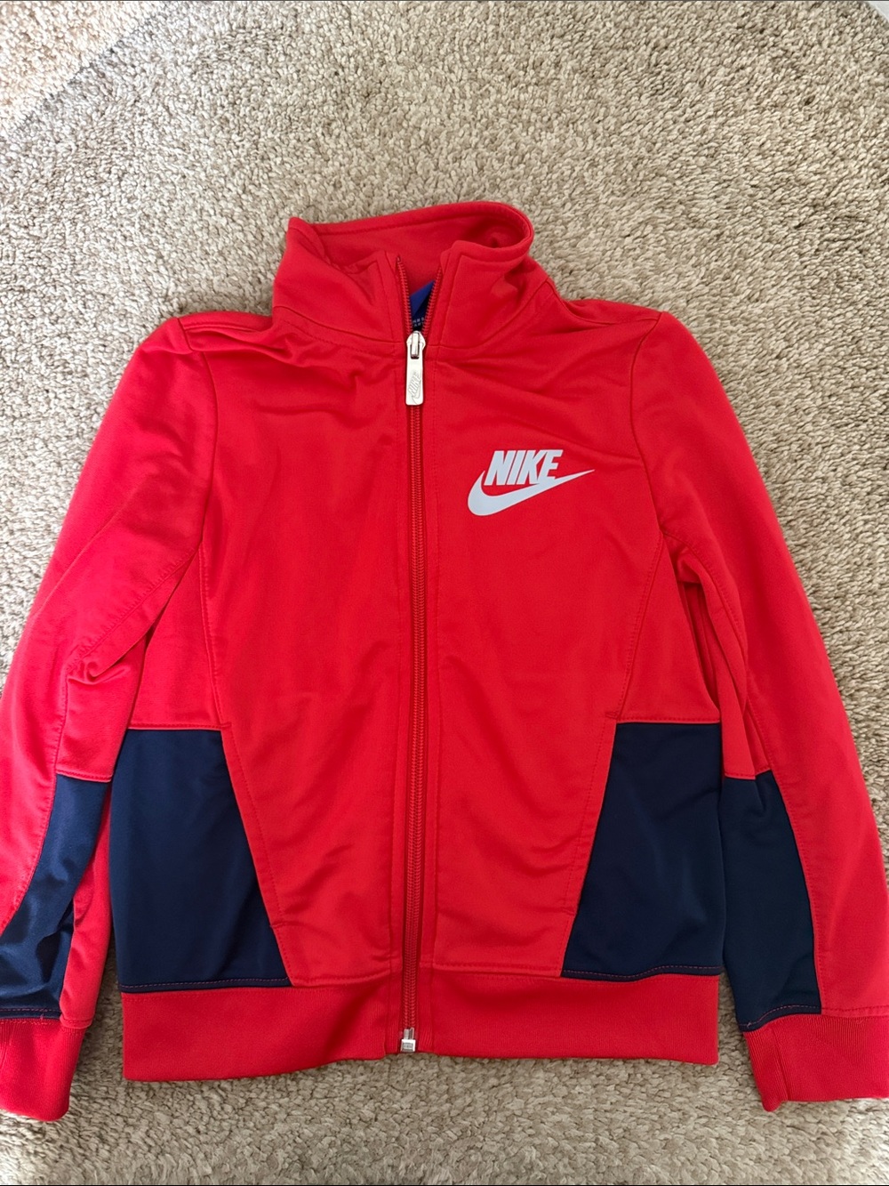 Nike Kids Red and Navy Zip-Up Puffer Jacket size 4/5 small